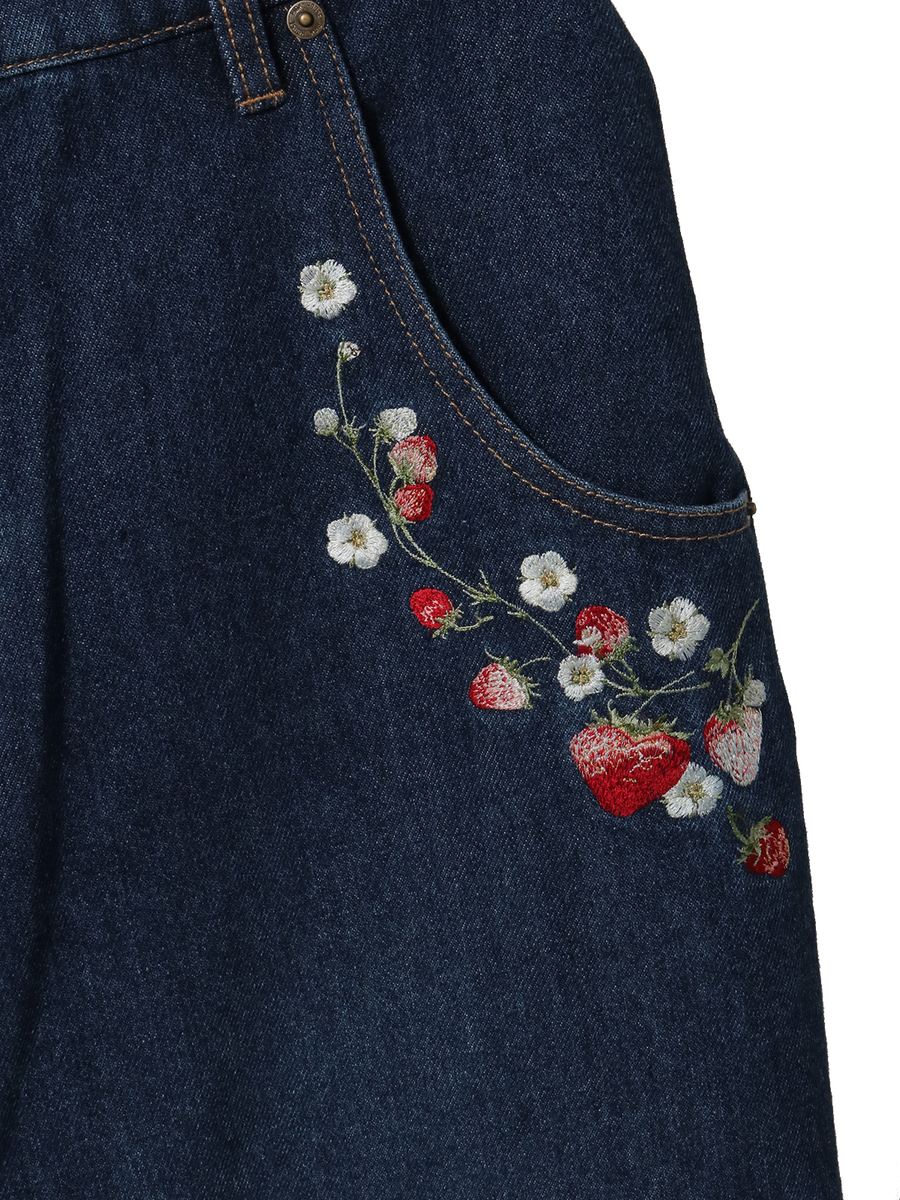 苺刺繍使いデニムパンツ 詳細画像 インディゴ 4