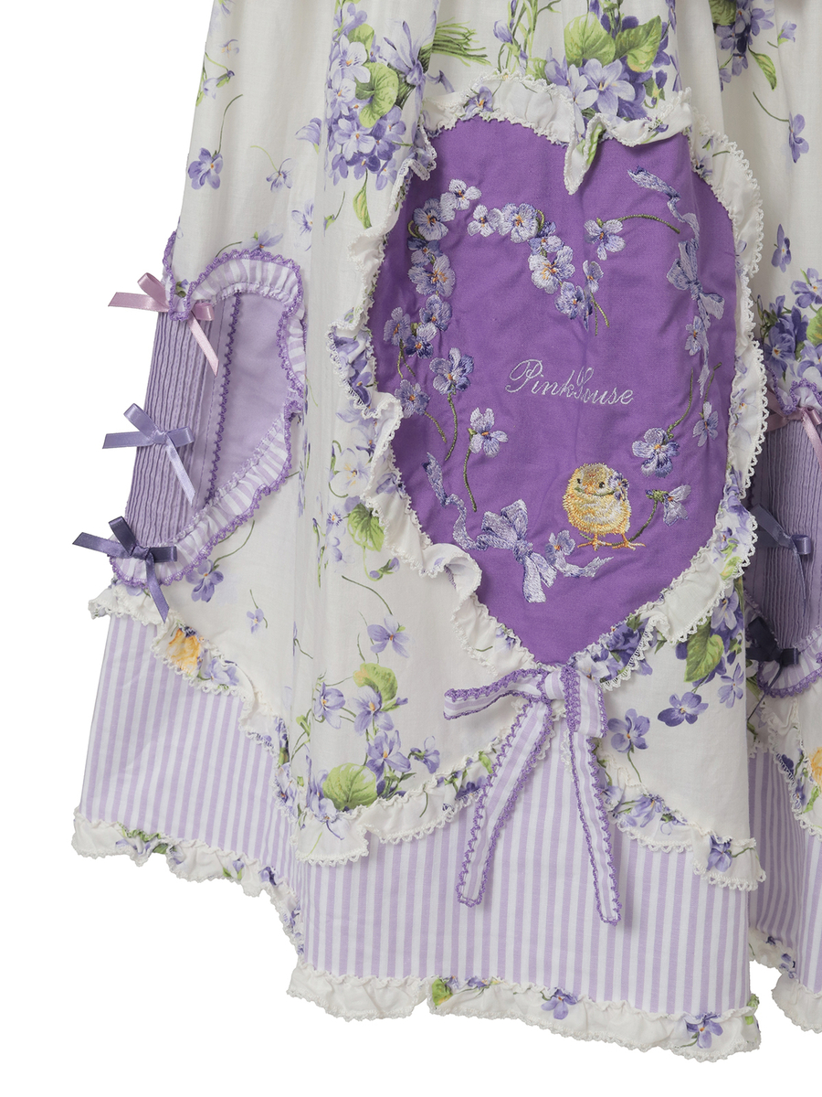 【予約】リトルバイオレットプリントパッチワークスカート 詳細画像 アイボリー 4