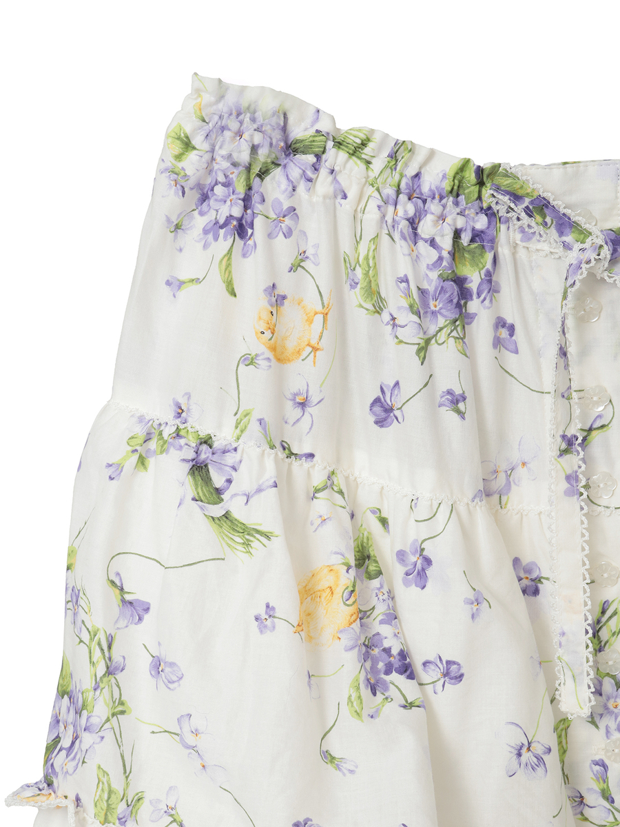 【予約】リトルバイオレットプリントパッチワークスカート 詳細画像 アイボリー 5