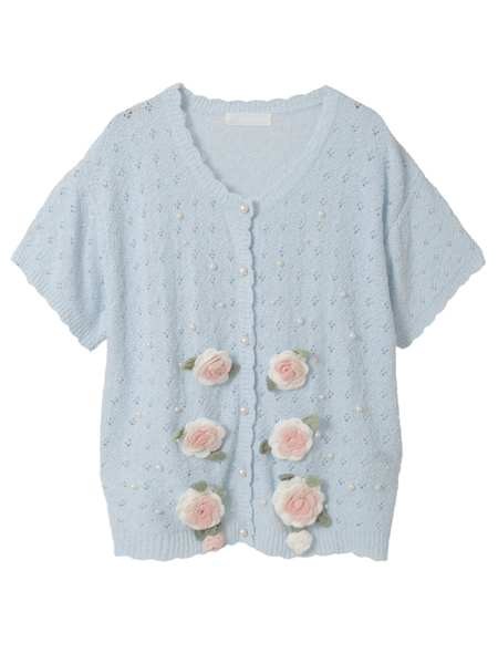 Rose Pearlモチーフ使いニットカーディガン