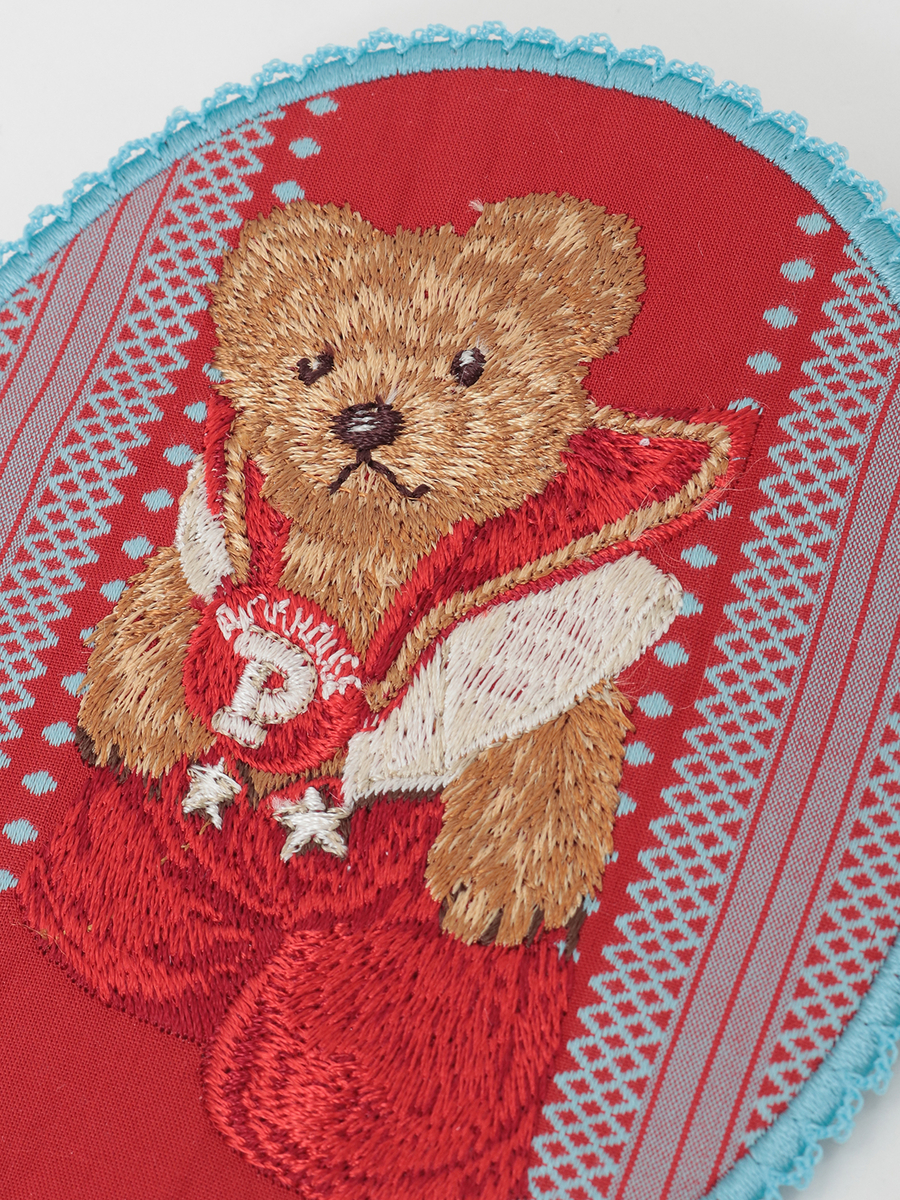 ジャーマンクラフトベア刺繍ワッペン 詳細画像 シロ&times;アカ 8
