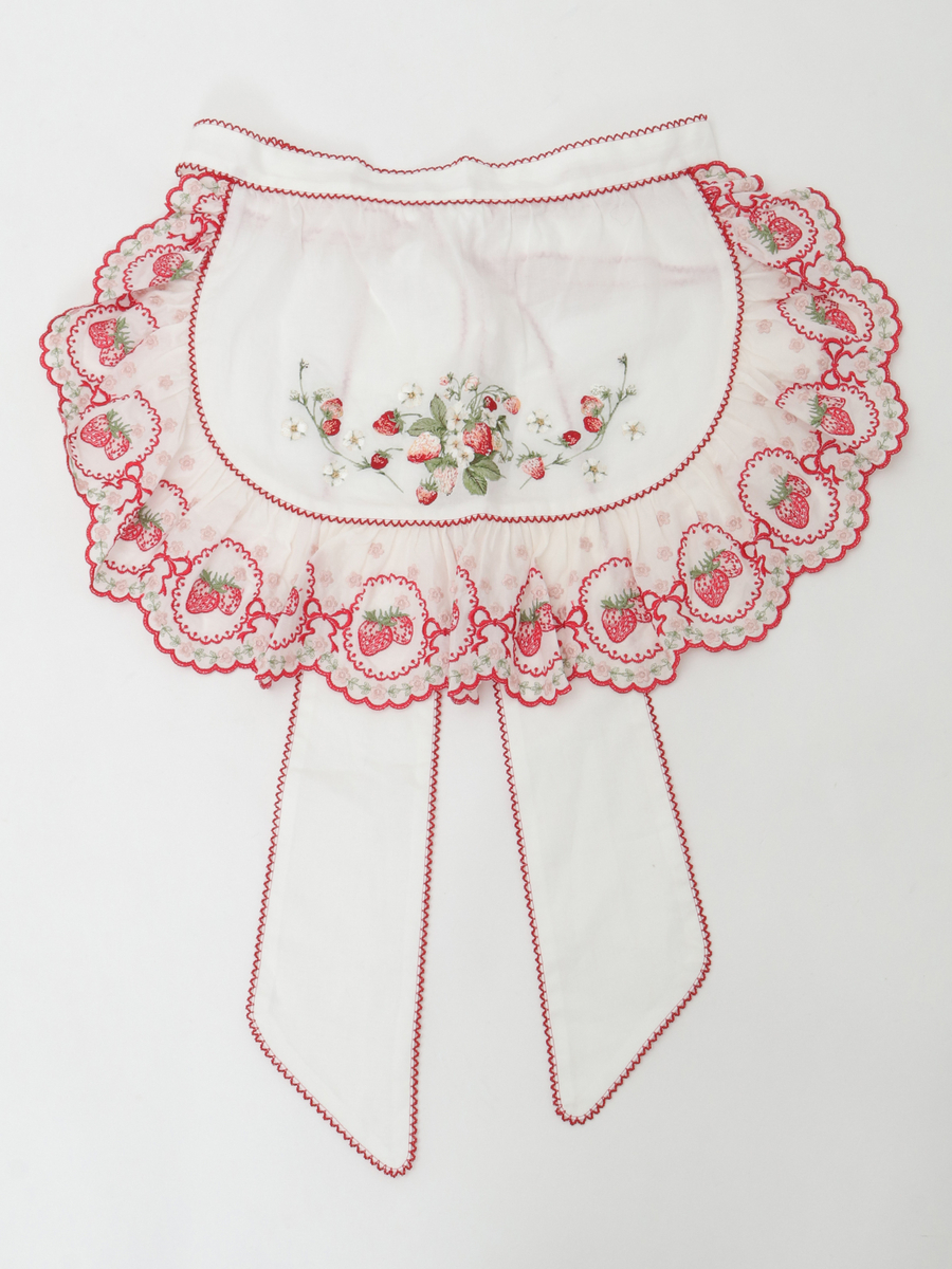 苺ブーケ刺繍エプロン 詳細画像 シロ 1