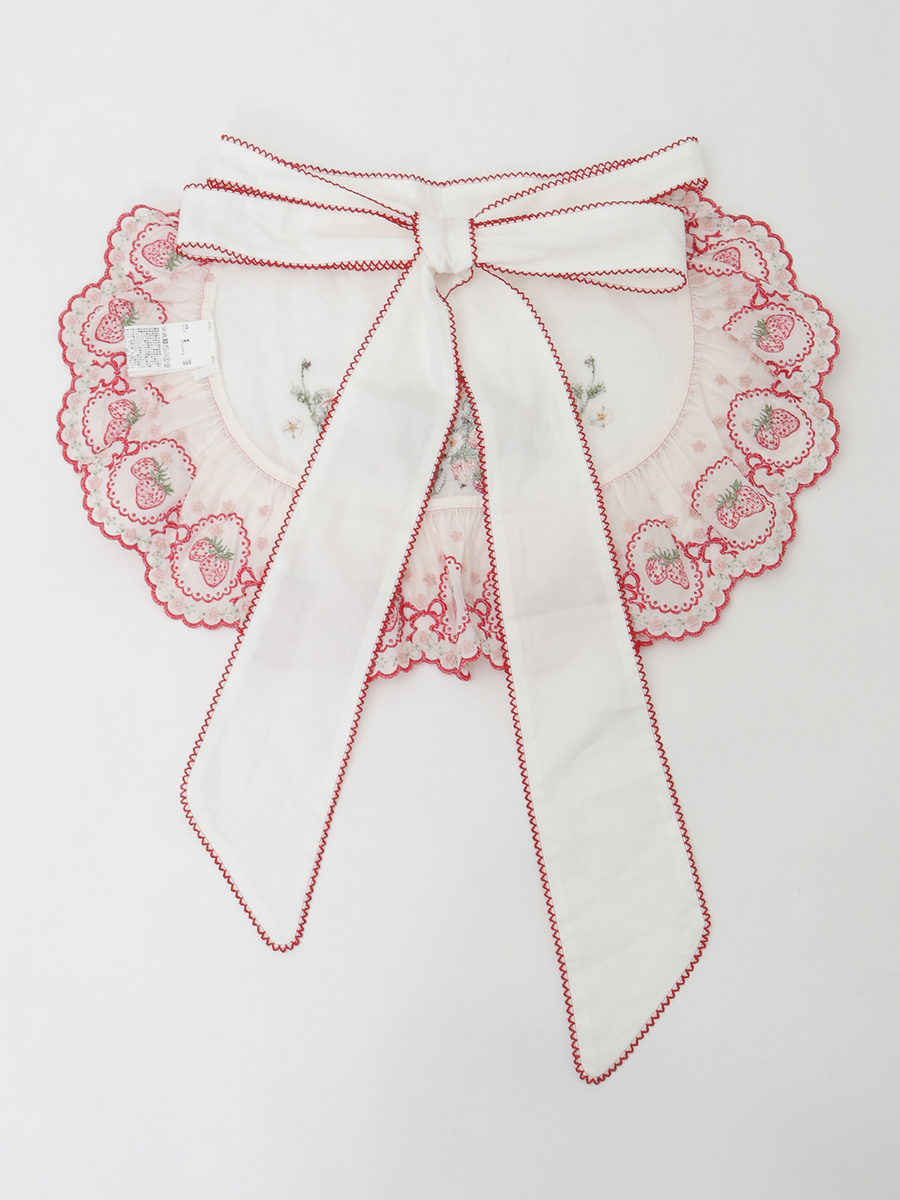 苺ブーケ刺繍エプロン 詳細画像 シロ 2