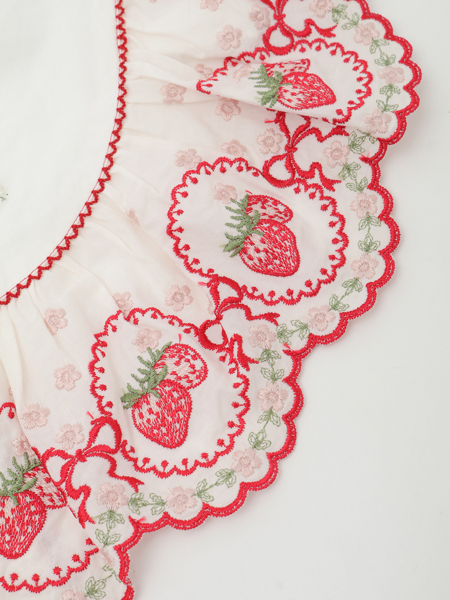 苺ブーケ刺繍エプロン 詳細画像 シロ 4