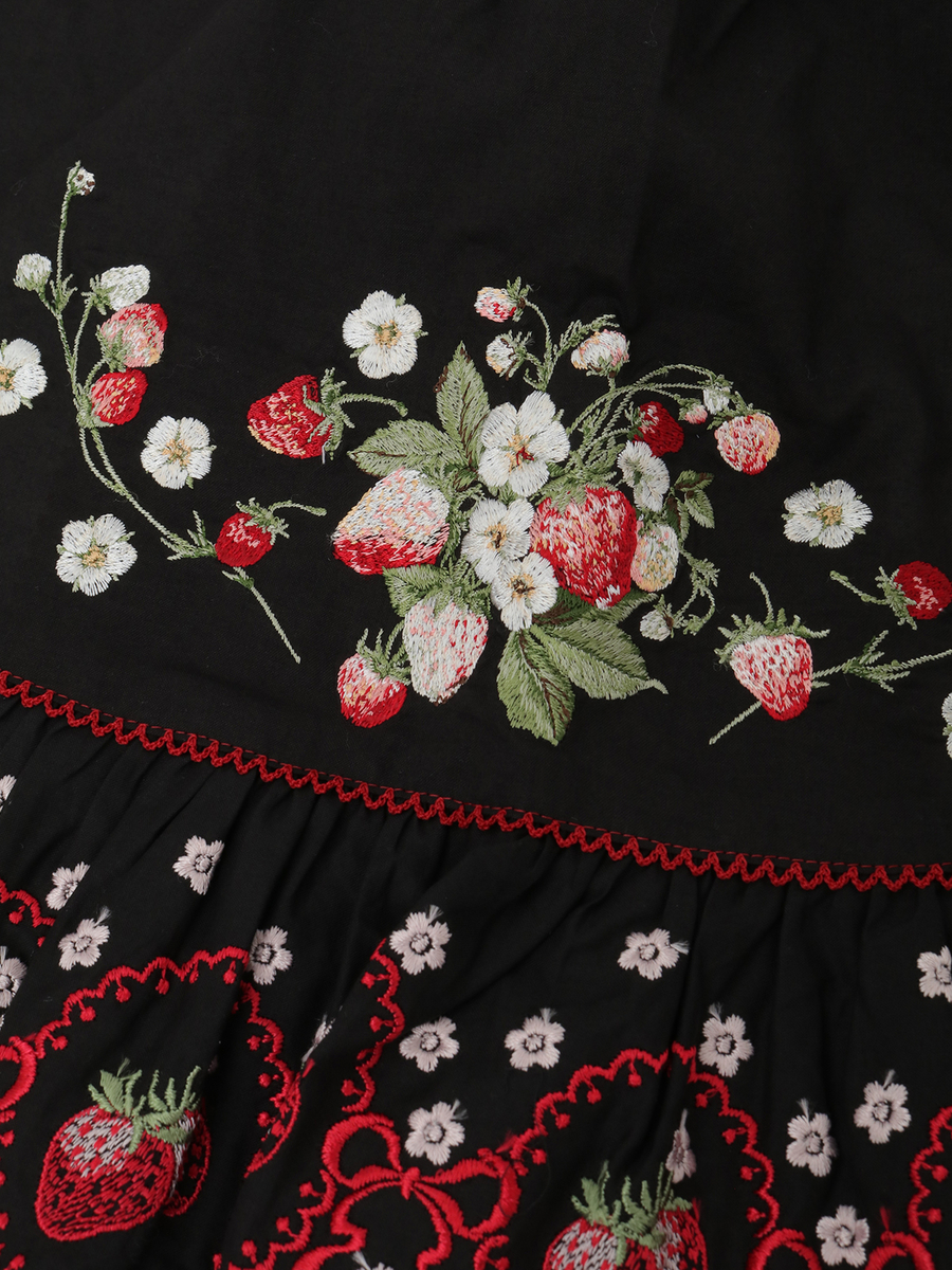 苺ブーケ刺繍エプロン 詳細画像 シロ 6