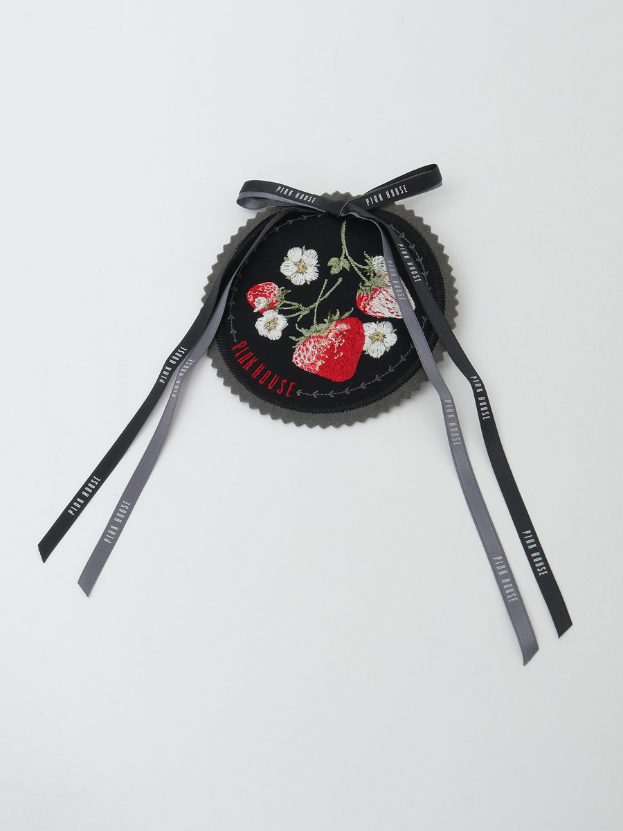 苺ブーケ刺繍ワッペン 詳細画像 クロ 1