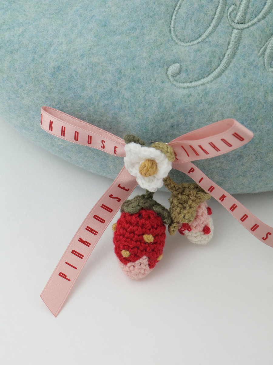 苺モチーフブローチ付きロゴ刺繍ベレー 詳細画像 バニラ 6