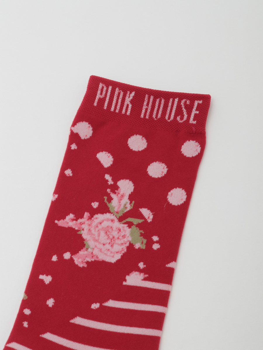 FRAPBOIS meets PINK HOUSE フラワーミックスソックス 詳細画像 レッド 4