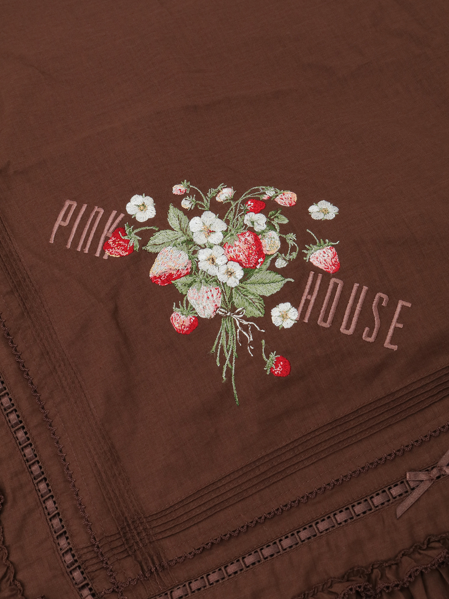苺ブーケ刺繍入りローンストール 詳細画像 ピンク 13