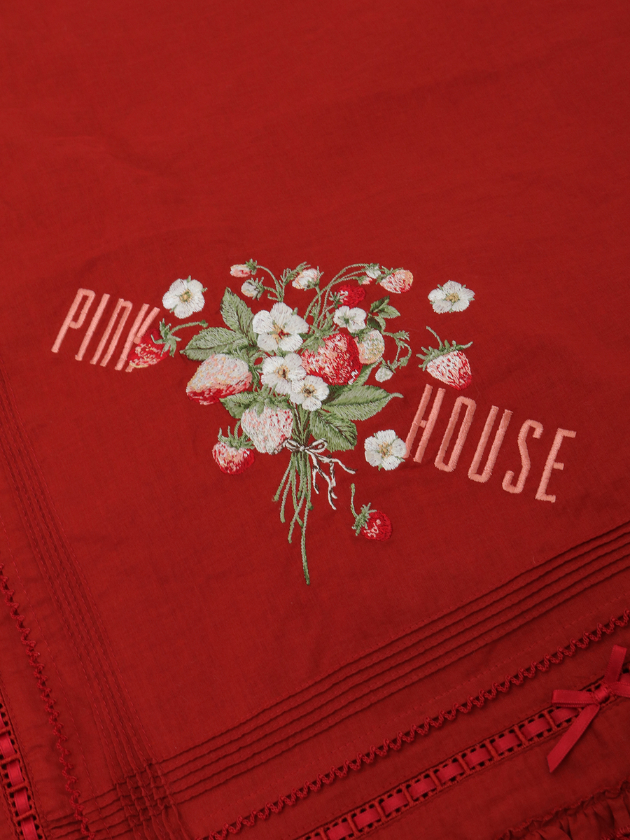 苺ブーケ刺繍入りローンストール 詳細画像 ピンク 9