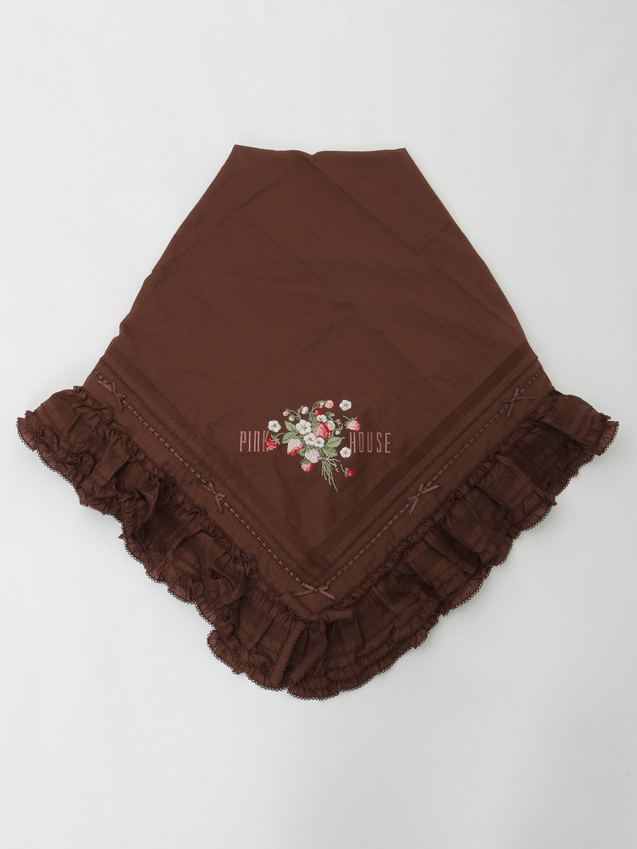 苺ブーケ刺繍入りローンストール 詳細画像 チョコレート 1