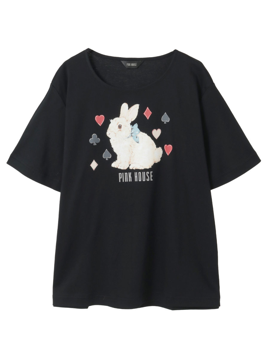 Rabbit Marchモチーフプリントカットソー 詳細画像 クロ 1