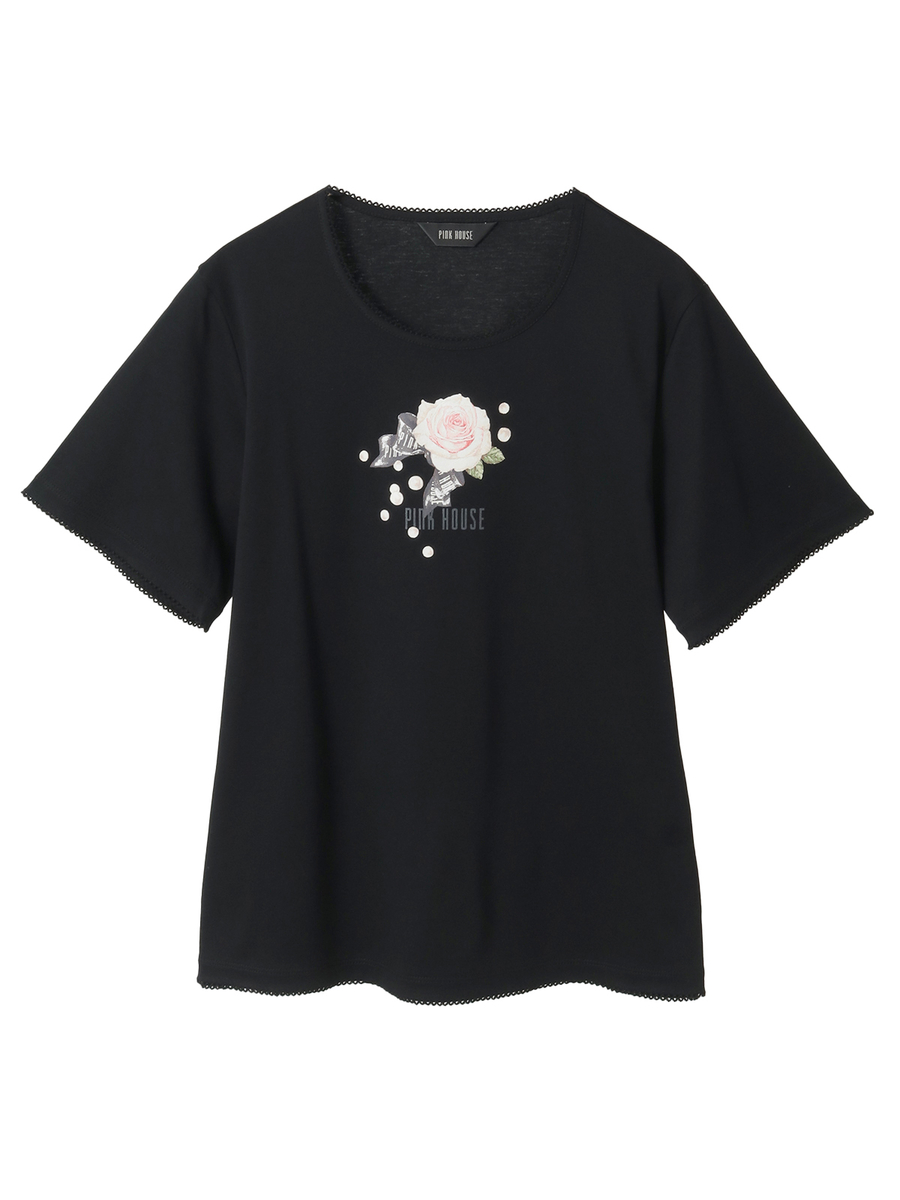 Rose Pearlプリントカットソー 詳細画像 クロ 1