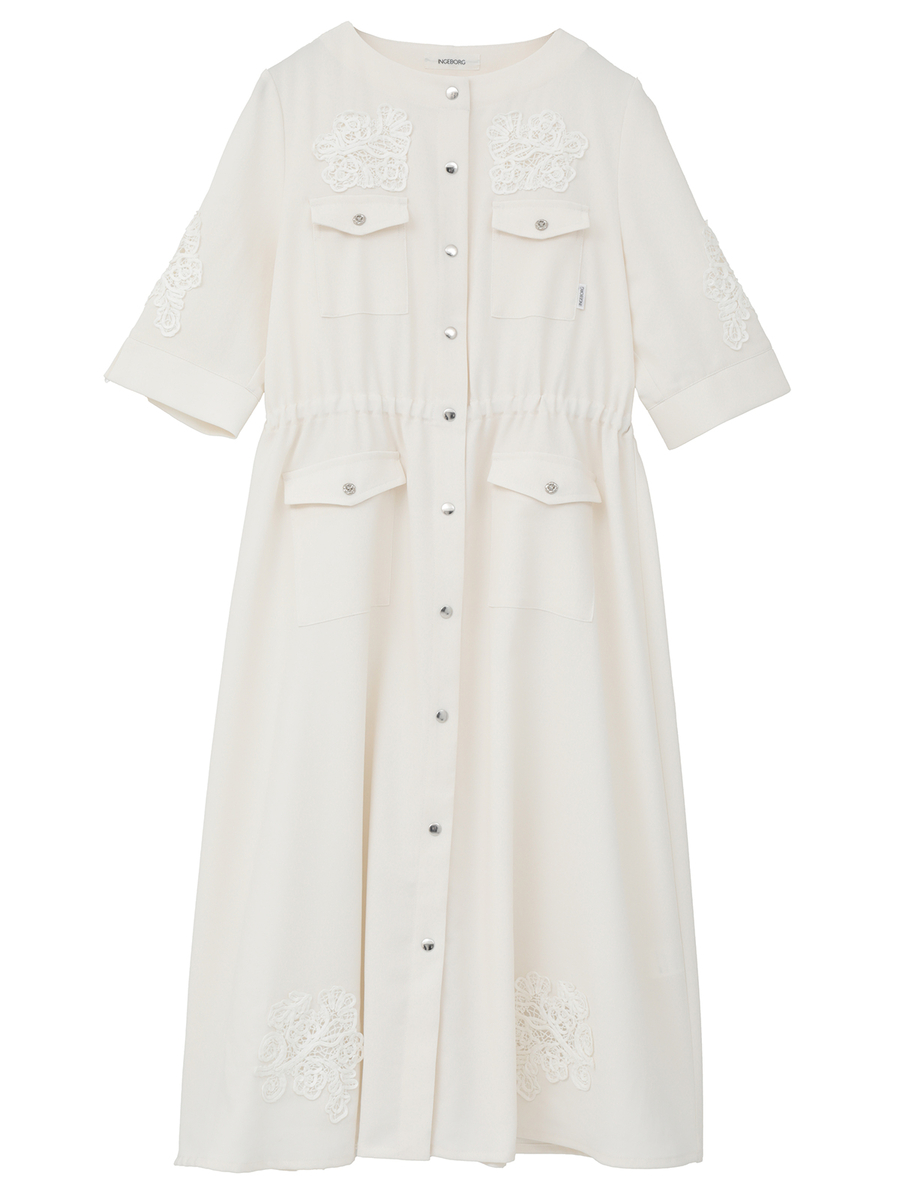 透かしコード刺繍ワンピース 詳細画像 クロ 1