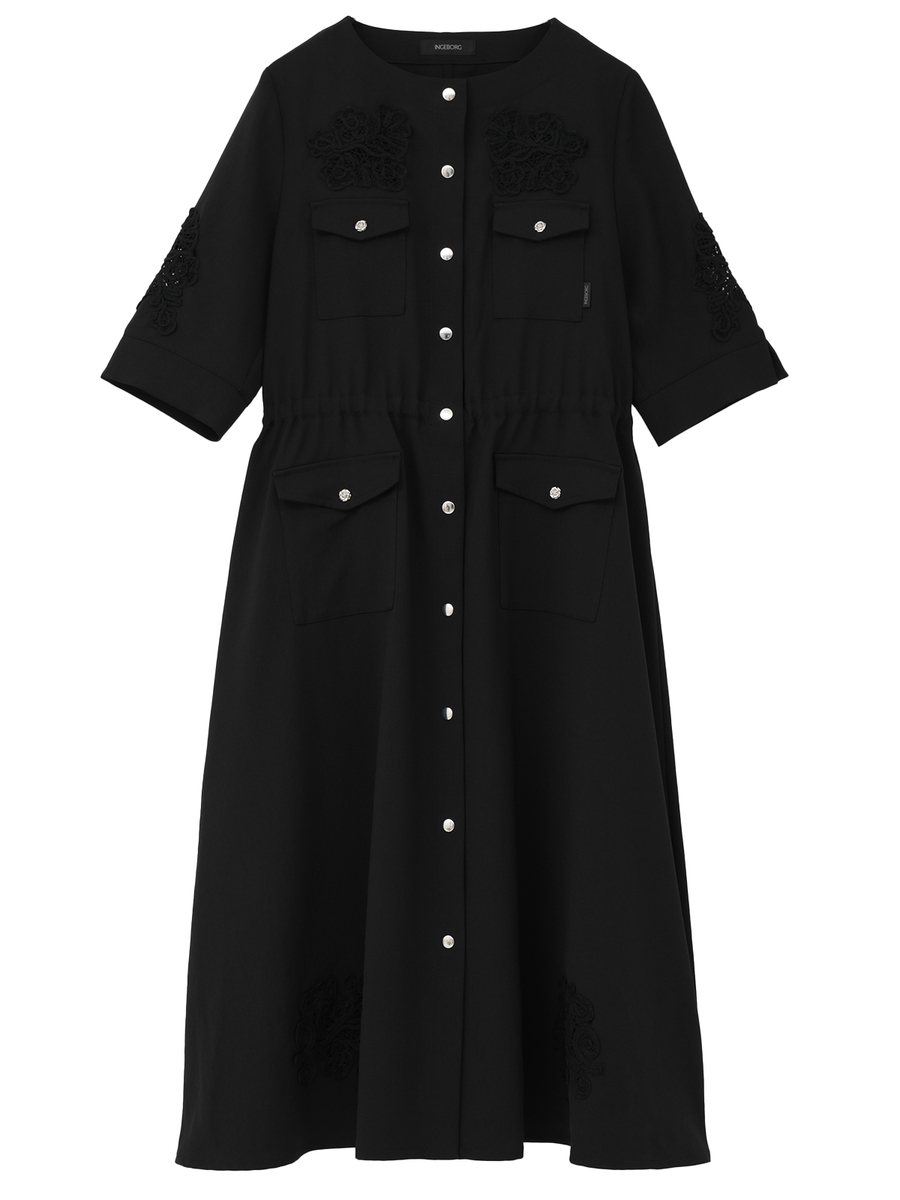 透かしコード刺繍ワンピース 詳細画像 クロ 1