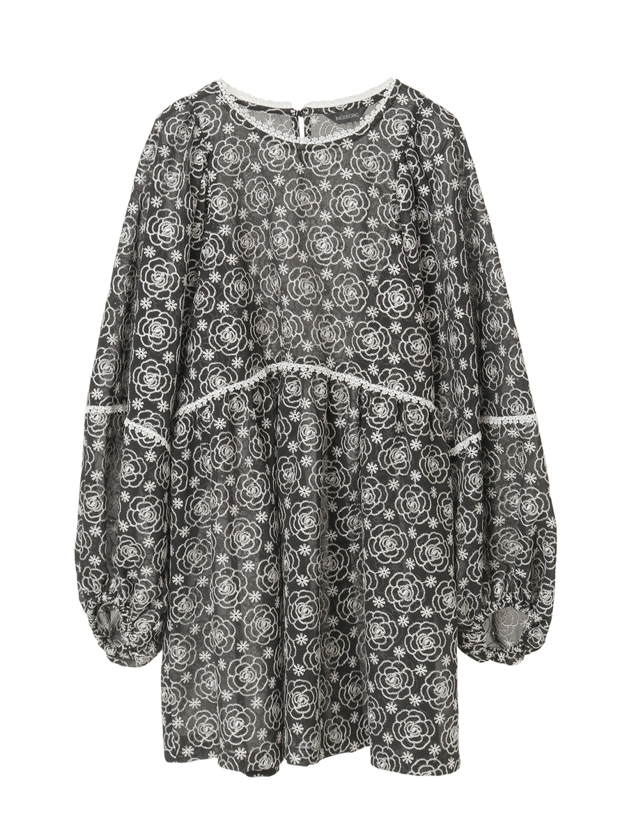 カメリアシフォンレースチュニック 詳細画像 クロ 1