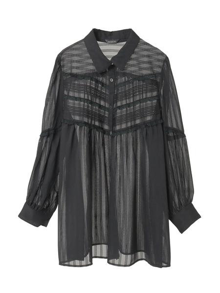 シルキーストライプシャツブラウス