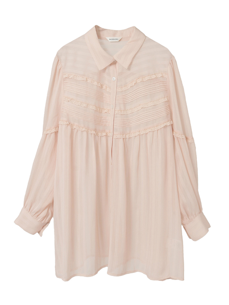 シルキーストライプシャツブラウス