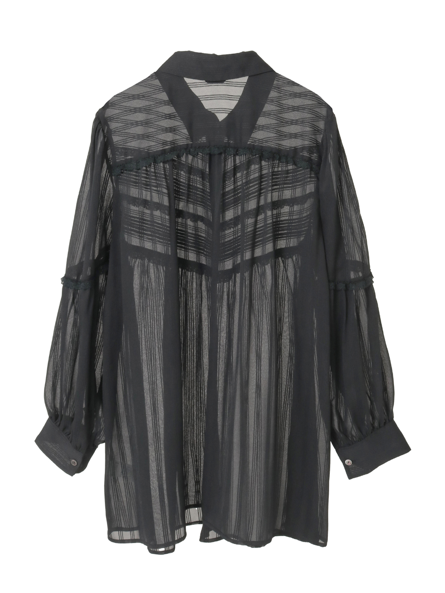 シルキーストライプシャツブラウス 詳細画像 クロ 2