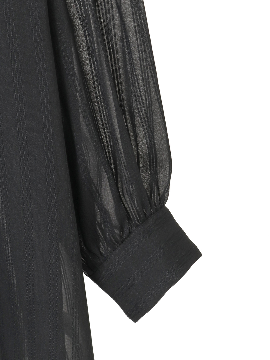 シルキーストライプシャツブラウス 詳細画像 クロ 4