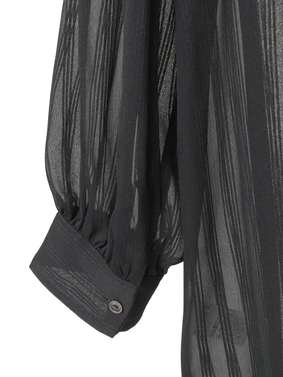 シルキーストライプシャツブラウス 詳細画像 クロ 5