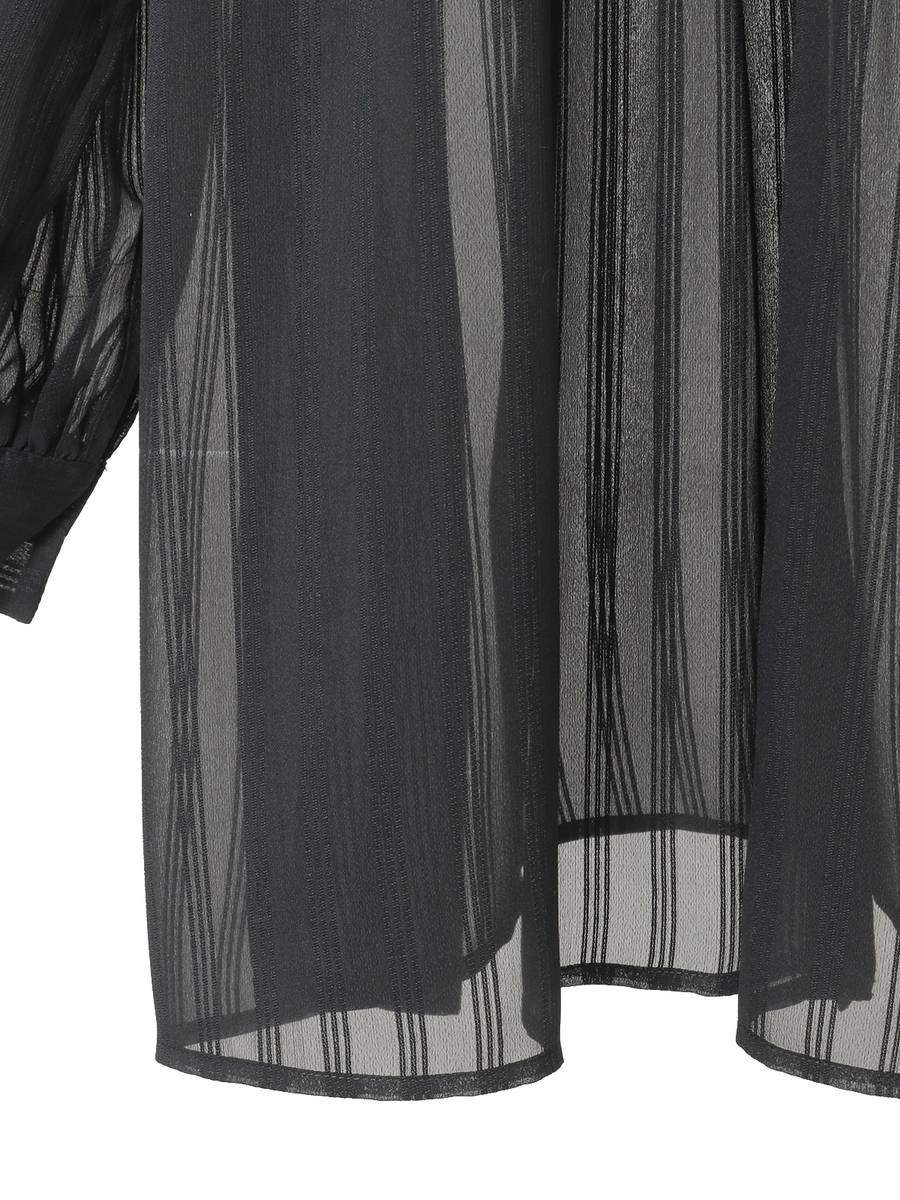 シルキーストライプシャツブラウス 詳細画像 クロ 6