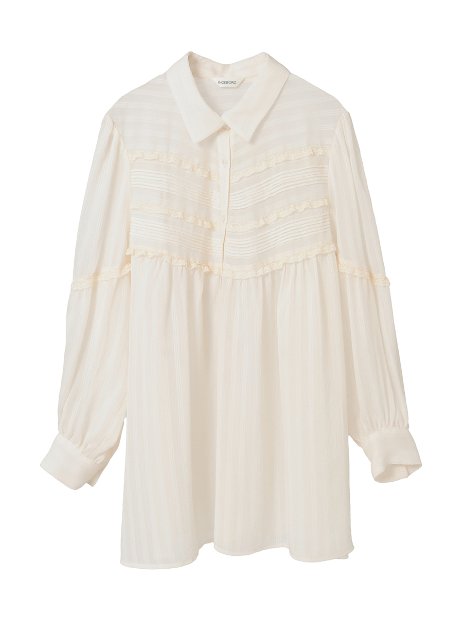 シルキーストライプシャツブラウス 詳細画像 オフ 1