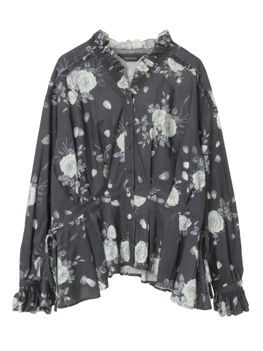 エッチングローズpt.ブラウス 詳細画像 クロ 1