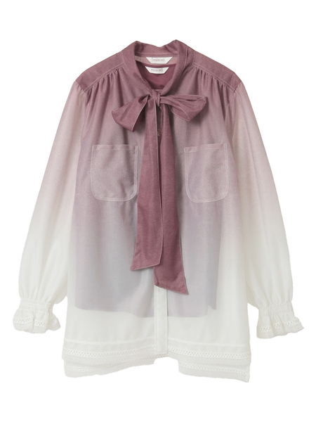 グラデーションデニムpt.リボンタイブラウス