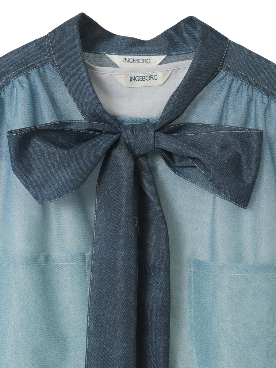 グラデーションデニムpt.リボンタイブラウス 詳細画像 ブルー 3