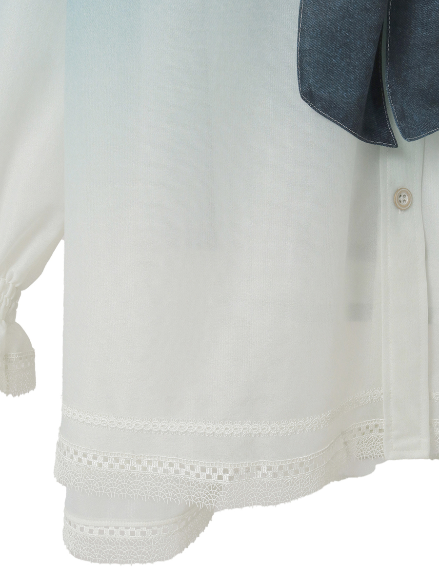 グラデーションデニムpt.リボンタイブラウス 詳細画像 ブルー 5