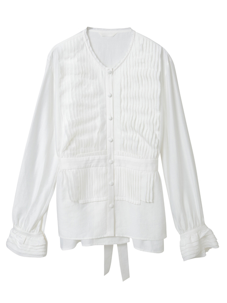 シルキーポプリンピコフリルブラウス