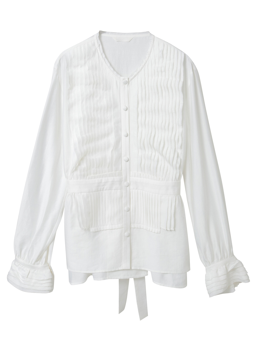 シルキーポプリンピコフリルブラウス 詳細画像 クロ 1