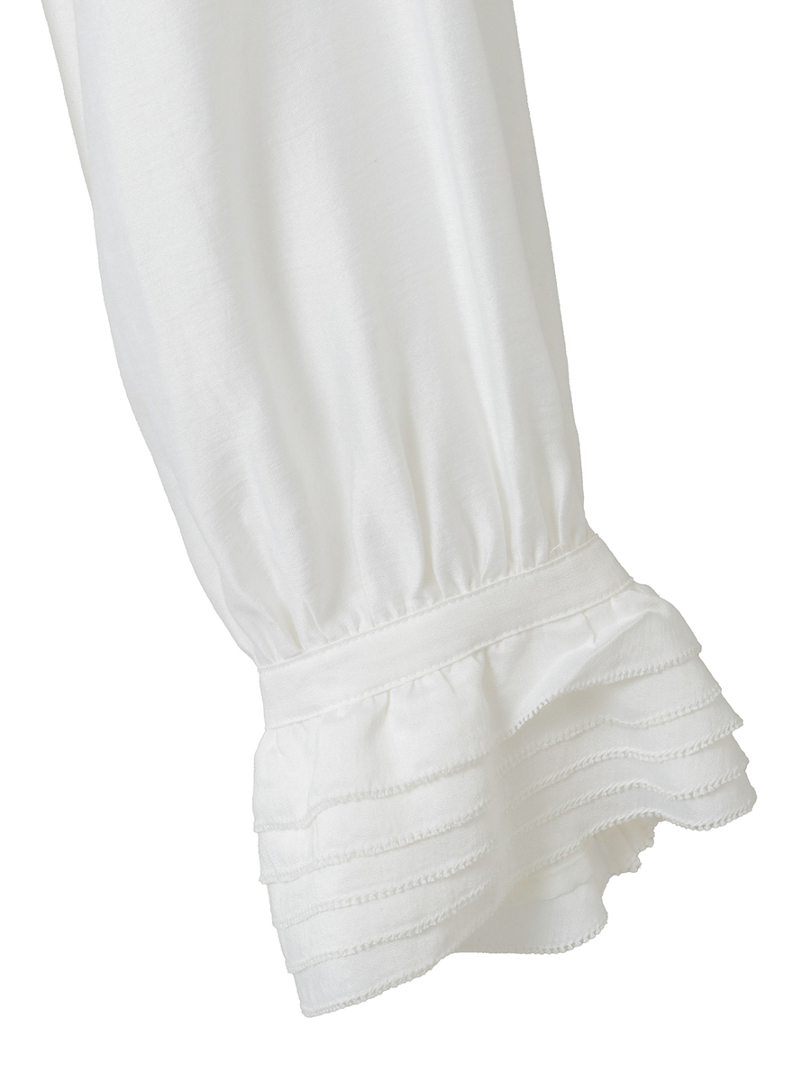 シルキーポプリンピコフリルブラウス 詳細画像 クロ 4