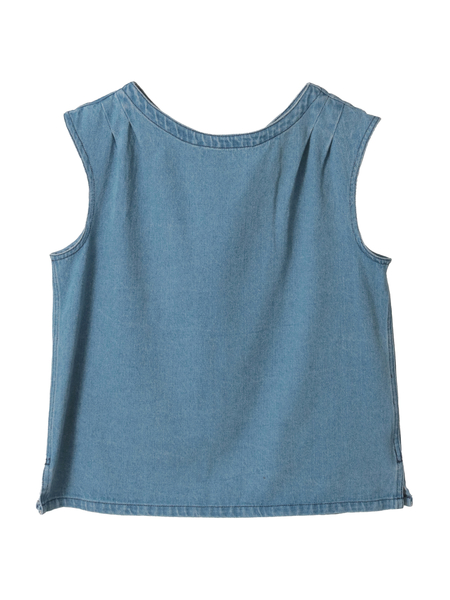 10ozデニムノースリーブブラウス