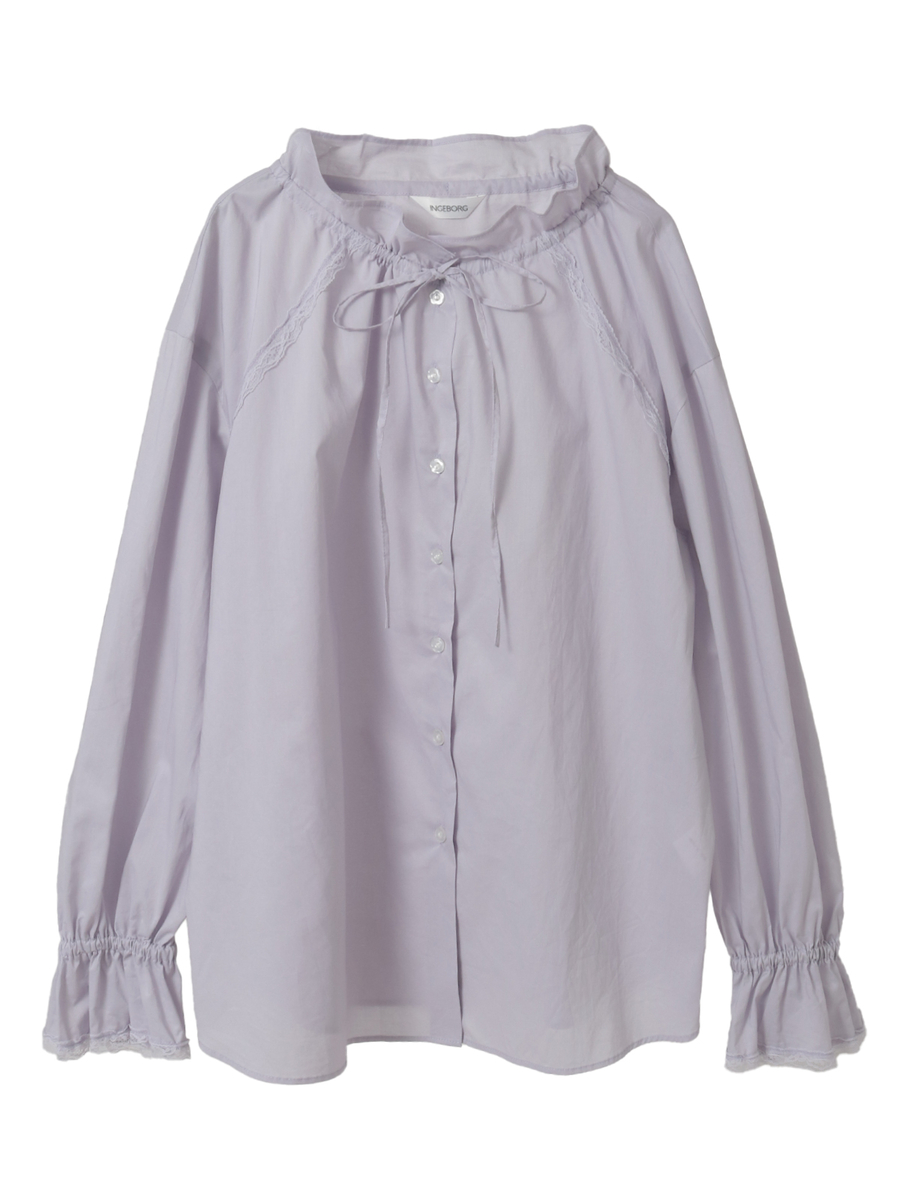 【INGEBORG Blanche (インゲボルグ ブランシェ)】タイプライターギャザーブラウス 詳細画像 パープル 1