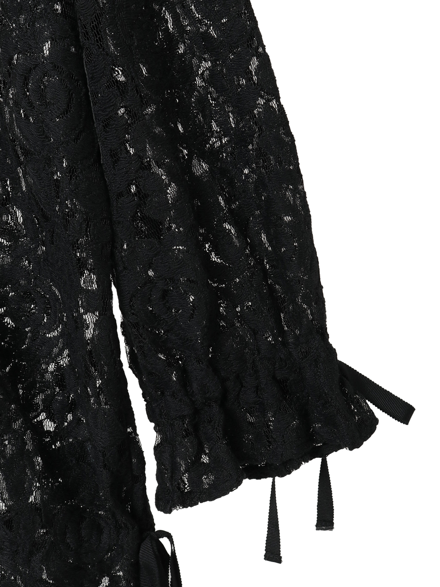 フラワーレースフード付きブラウス 詳細画像 クロ 5