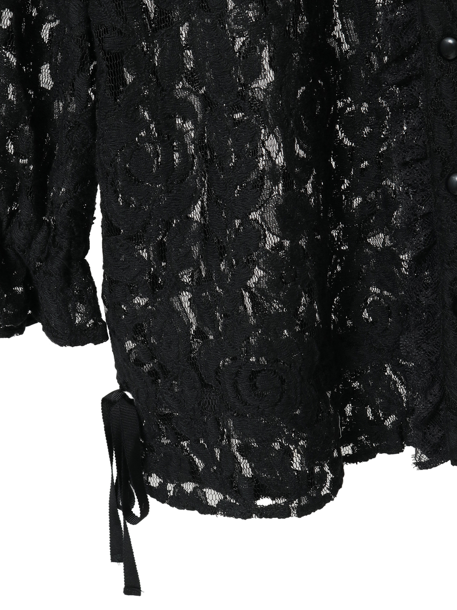フラワーレースフード付きブラウス 詳細画像 クロ 6