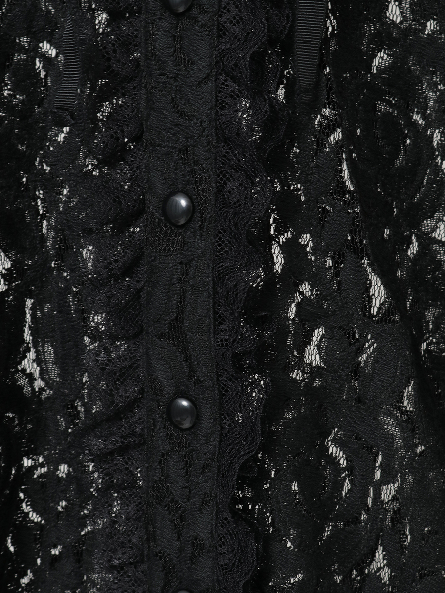 フラワーレースフード付きブラウス 詳細画像 クロ 7