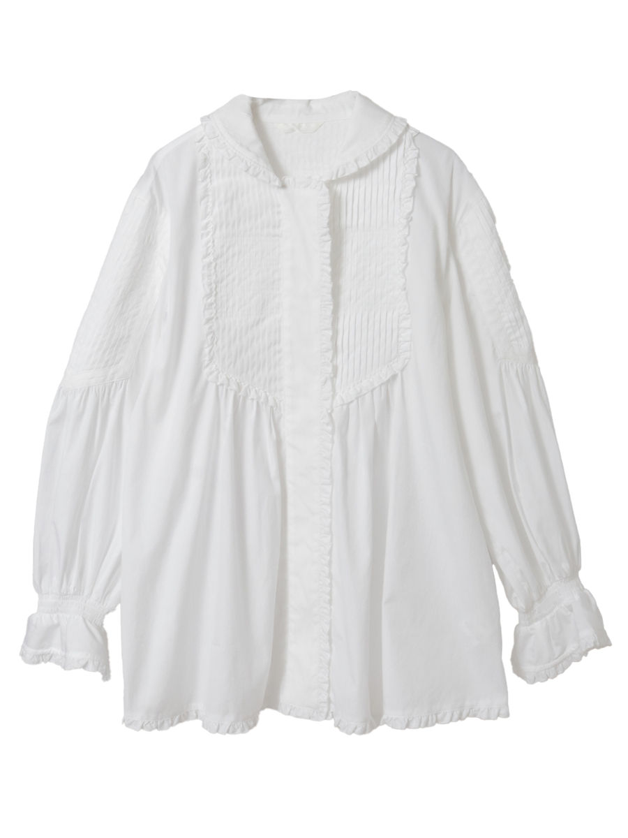 【INGEBORG Blanche (インゲボルグ ブランシェ)】タックブラウス 詳細画像 シロ 1