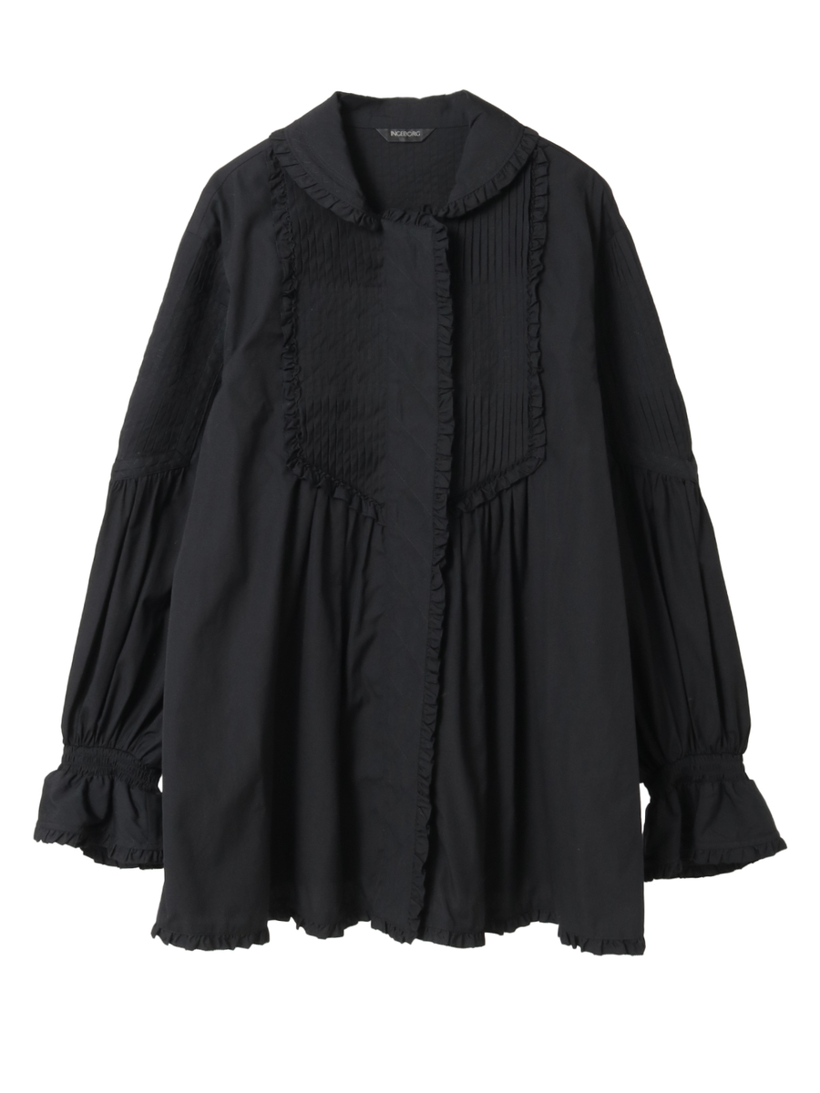 【INGEBORG Blanche (インゲボルグ ブランシェ)】タックブラウス 詳細画像 クロ 1