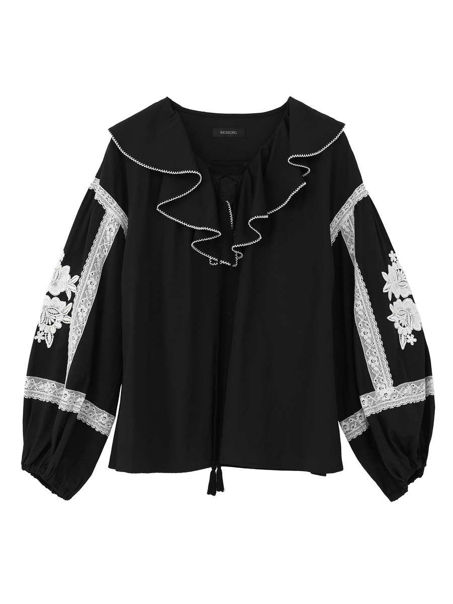 ボヘミアン調ブラウス 詳細画像 クロ 1