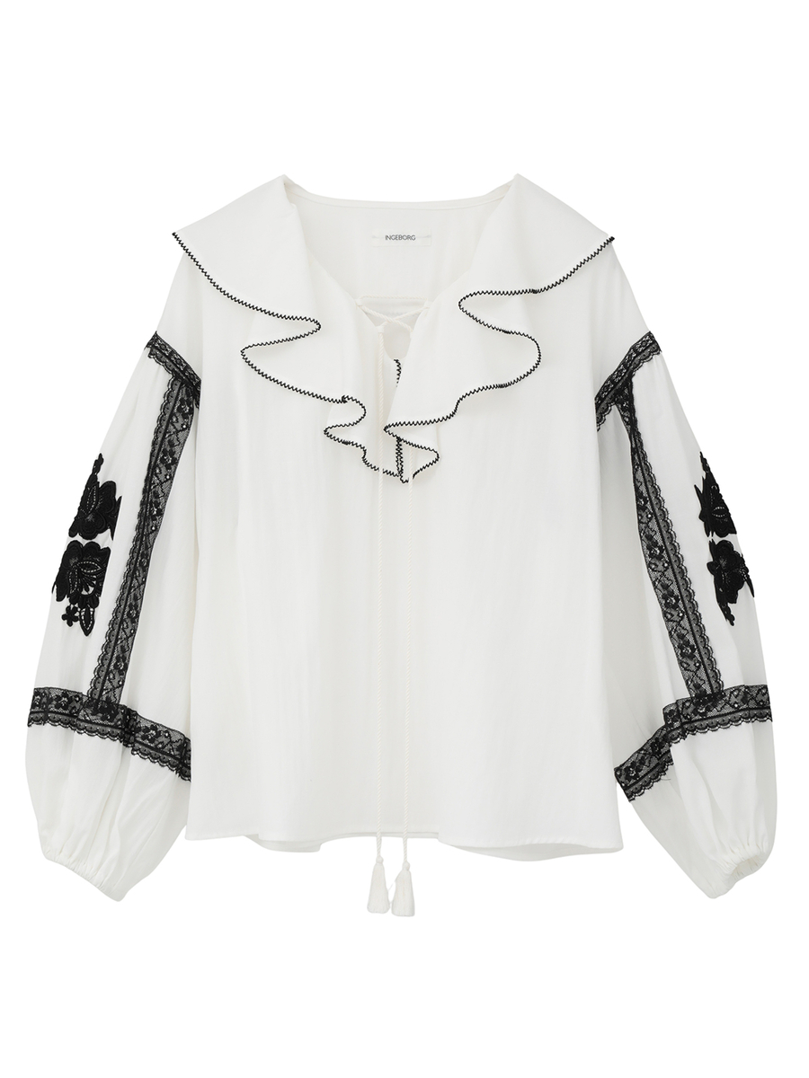 ボヘミアン調ブラウス 詳細画像 シロ 1