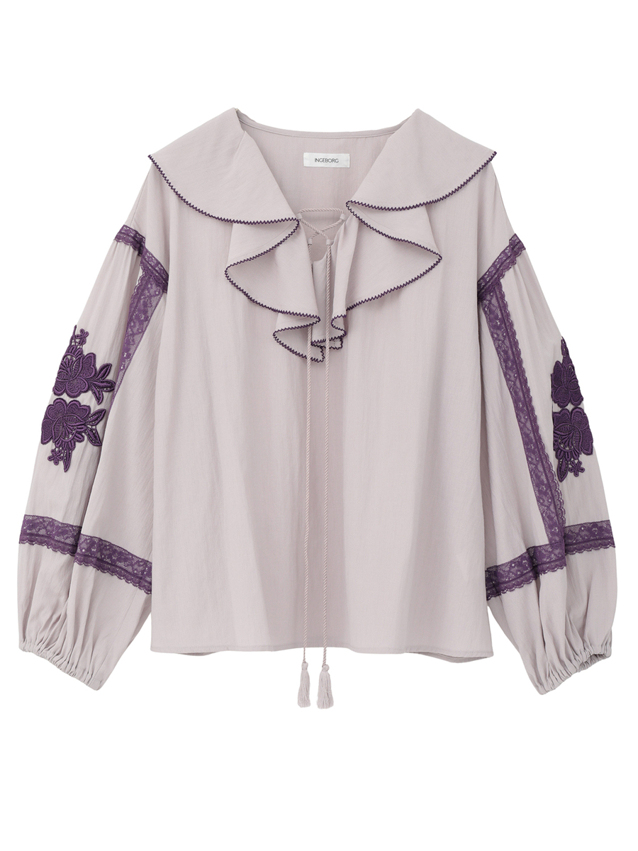 ボヘミアン調ブラウス 詳細画像 パープル 1