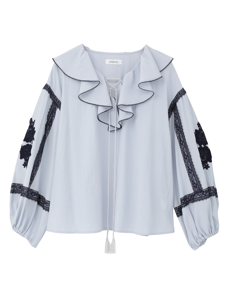 ボヘミアン調ブラウス 詳細画像 ブルー 1