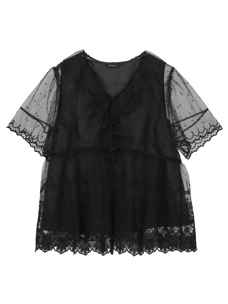 オリジナルローズチュールブラウス 詳細画像 クロ 1