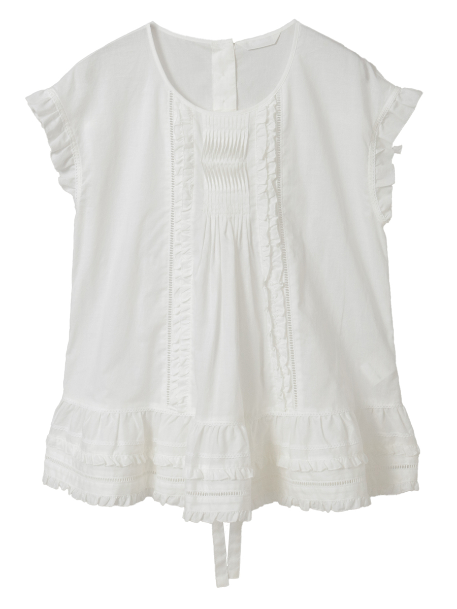 【INGEBORG Blanche (インゲボルグ ブランシェ)】フレンチスリーブブラウス 詳細画像 シロ 1