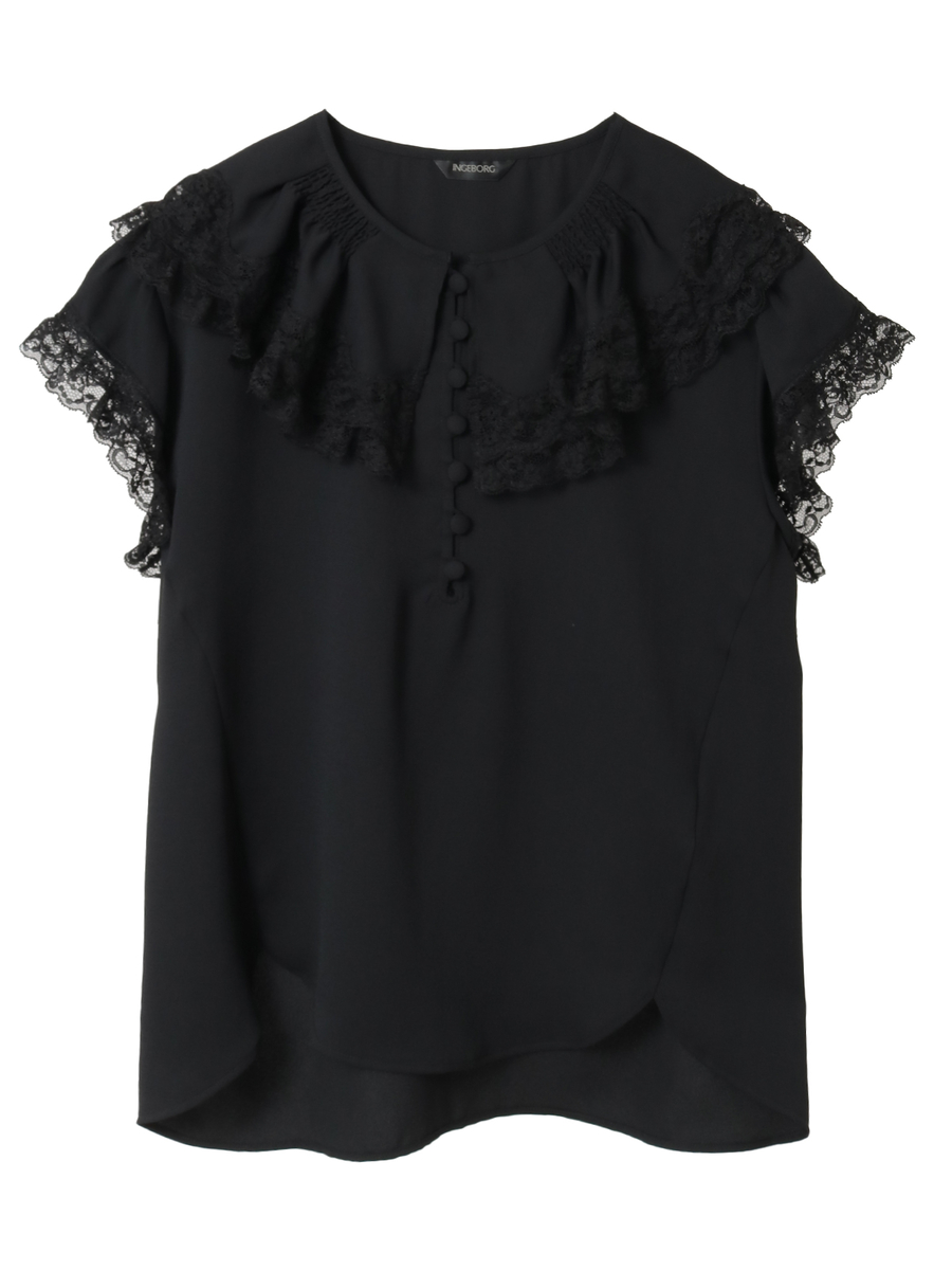 【INGEBORG Blanche (インゲボルグ ブランシェ)】フレアーカラーブラウス 詳細画像 シロ 1