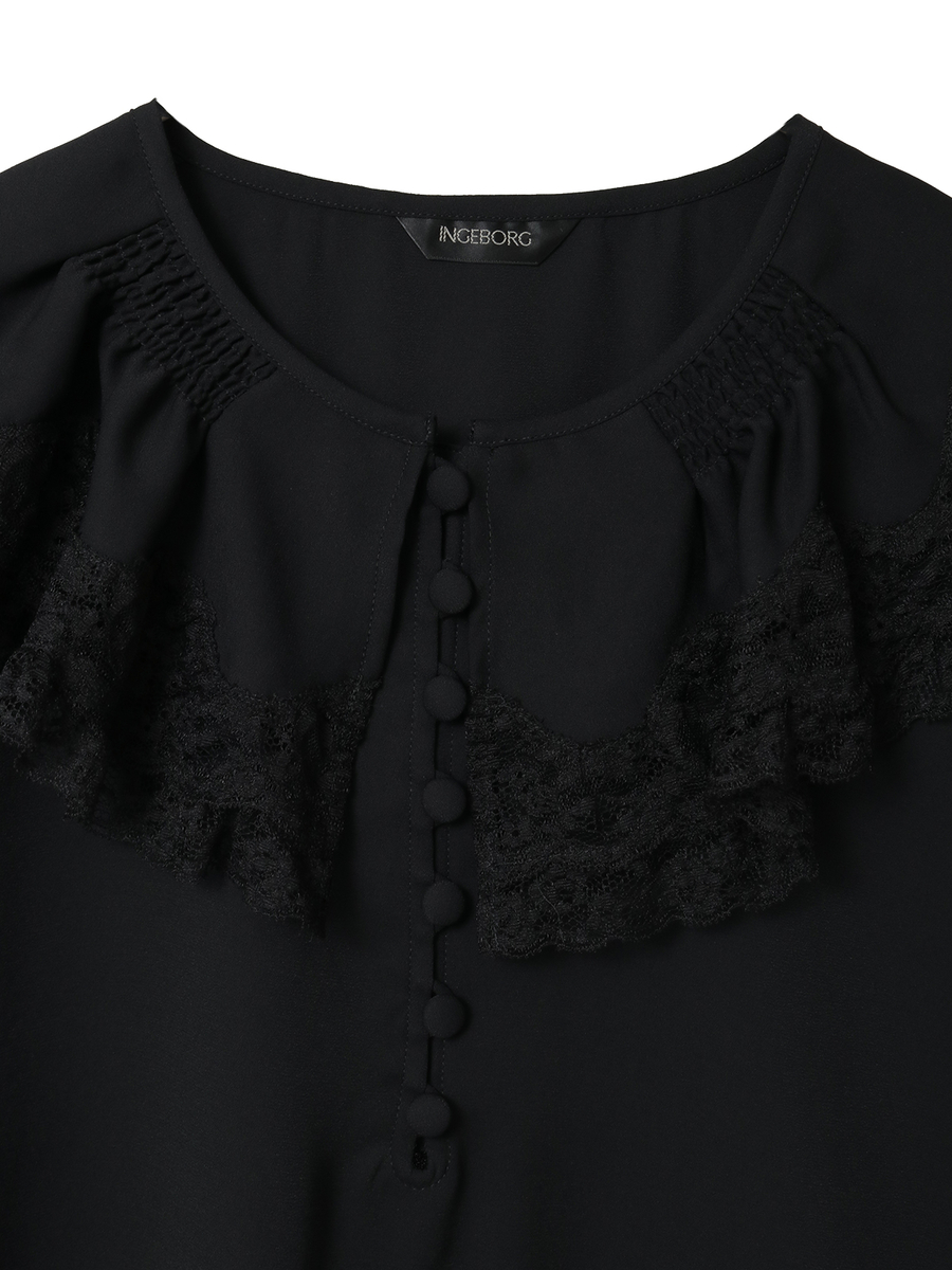 【INGEBORG Blanche (インゲボルグ ブランシェ)】フレアーカラーブラウス 詳細画像 シロ 3