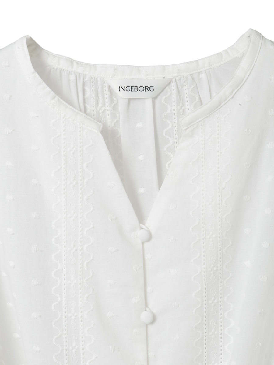【INGEBORG Blanche (インゲボルグ ブランシェ)】コットン刺繍ブラウス 詳細画像 オフ 3